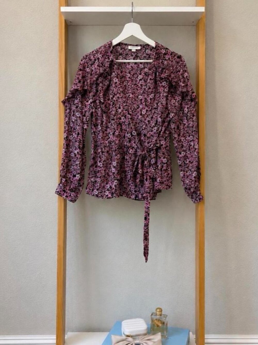 Topshop floral wrap blouse.